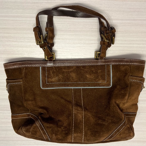 Coach Hampton Brown Suede Shoulder Bag 8B03 - Picture 2 of 5
